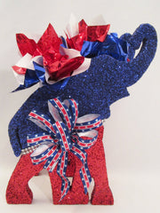 Bliue and red Elephant table centerpiece - Designs by Ginny