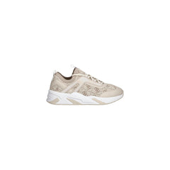 Image 1 : Baskets femme Guess sneakers logo 4G beige vue de profil gauche, semelle chunky blanche — Delvale