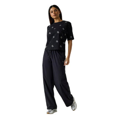 Image 2 : T-shirt Guess femme noir avec motifs logos 4G en strass répartis sur toute la surface, encolure ronde — Delvale