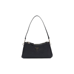 Image 1 : Sac à main Guess Noelle II femme noir bandoulière vue de face, logo triangulaire doré — Delvale