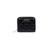 Image 1 : Portefeuille Guess femme noir compact avec fermeture éclair, vue de face — delvale