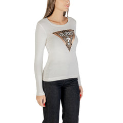 Image 3 : T-shirt Guess femme beige manches longues vue de profil — delvale