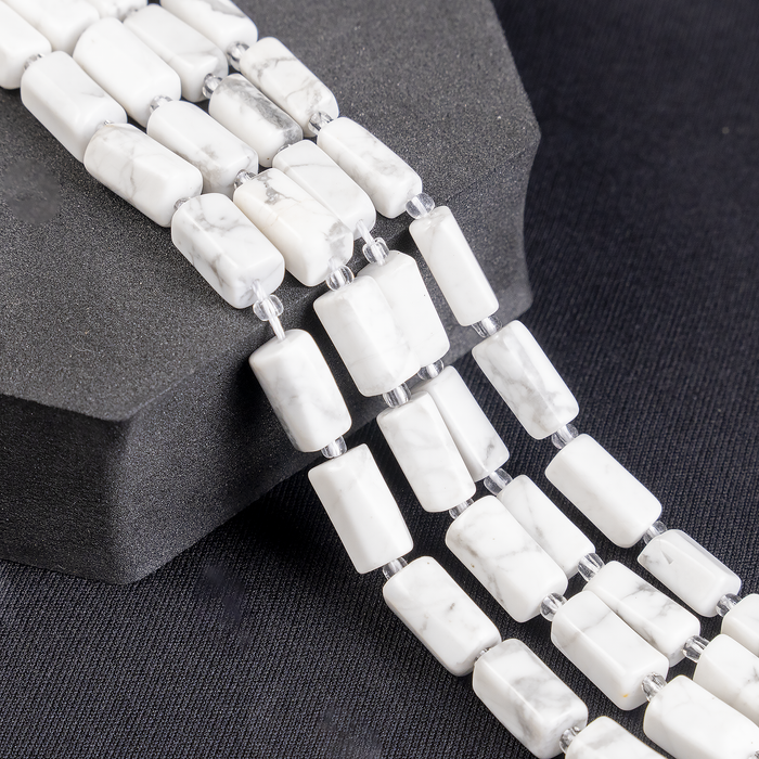 Howlite Gemstone Pipe Bead, Crystal Healing Tube Beads.
