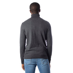 Image 2 : Pull homme Jack & Jones bleu col montant, détail encolure et matière — delvale