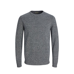 Image 1 : Pull homme Jack & Jones bleu col rond manches longues en coton — delvale