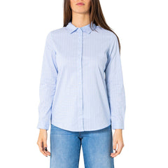 Image 1 : Chemise femme Jacqueline De Yong bleu azur à rayures fines, vue de face — delvale