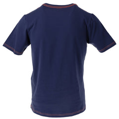 Image 2 : Vue de face du t-shirt Jeckerson homme col rond coupe slim bleu marine, logo brodé orange visible — Delvale