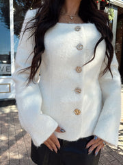 Landri Cream Jewel Button Boucle Jacket