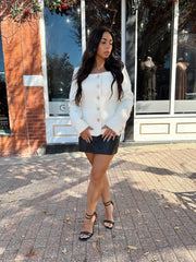 Landri Cream Jewel Button Boucle Jacket