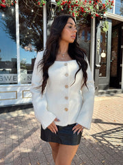 Landri Cream Jewel Button Boucle Jacket