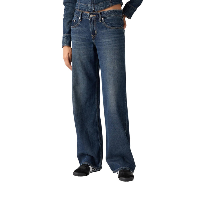 Image 1 : Jeans Levis® femme bleu effet usé avec fermeture zip et bouton — delvale