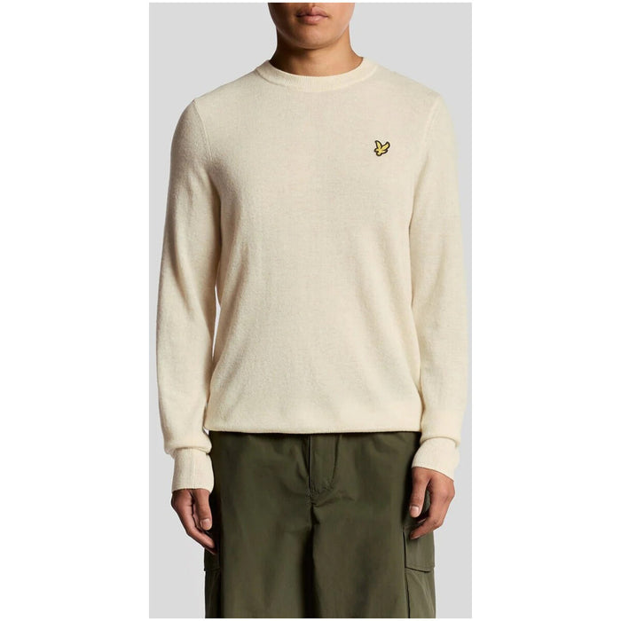 Image 1 : Pull homme Lyle & Scott beige chiné en maille laine, col rond et manches longues — Delvale