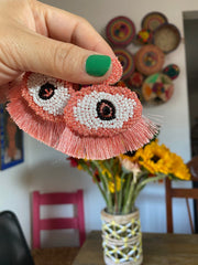 Mal Ojo Pink Beaded Earrings