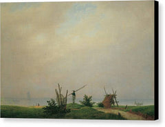 Meeresstrand mit Fischer - Canvas Print