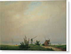 Meeresstrand mit Fischer - Canvas Print