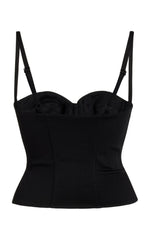 MIRROR PALAIS Black Bustier Button Sweetheart Neck Top - House Of Huntington