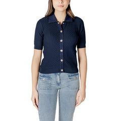 Image 1 : Cardigan Morgan De Toi bleu femme manches courtes col rond classique — delvale