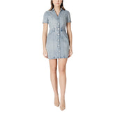 Image 1 : Robe Morgan De Toi bleu azur col V manches courtes avec fermeture boutonnée — delvale