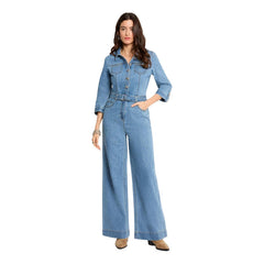 Image 1 : Survêtement femme Morgan De Toi bleu azur manches 3/4 avec ceinture — delvale