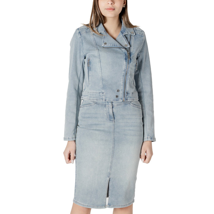 Image 1 : Veste femme Morgan De Toi bleu azur avec fermeture éclair latérale et manches longues — delvale