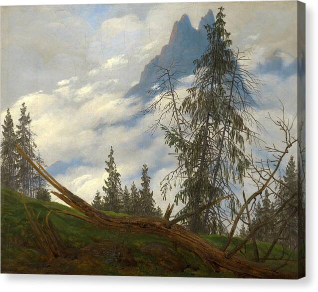 Mountain Peak with Drifting Clouds - Canvas Print