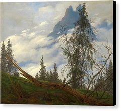 Mountain Peak with Drifting Clouds - Canvas Print