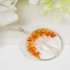 Natural Carnelian Crystal Tree of Life Pendant |Crystal Pendant
