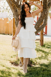 My Unique Perspective Tiered Ruffle Midi Dress (White)