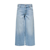 Image 1 : Jean wide leg Only femme coupe large délavé bleu azur, vue de face sur fond blanc — Delvale