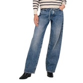 Image 1 : Jean femme Only bleu azur coupe droite avec ceinture assortie, fermeture zip et poches — delvale