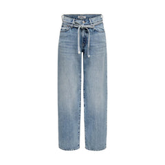 Image 2 : Détail jean Only femme bleu azur coupe droite, finitions soignées et ceinture coordonnée — delvale
