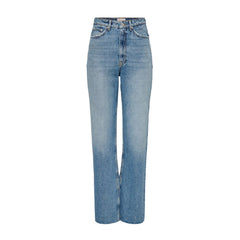 Image 1 : Jeans femme Only bleu en coton, vue de face avec fermeture zip et bouton — Delvale