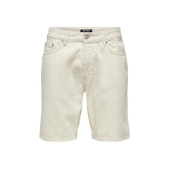 Image 3 : Détail du bermuda denim Only & Sons avec fermeture zip et bouton, poches frontales visibles — Delvale