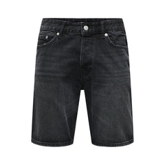 Image 2 : Short jean noir Only & Sons homme, détail de la ceinture et de la poche avant — Delvale