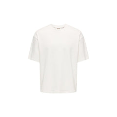 Image 3 : T-shirt blanc homme Only & Sons détail col rond et finitions — Delvale