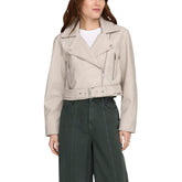 Image 1 : Veste Only beige femme avec fermeture éclair et col revers moderne — delvale