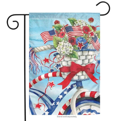 Patriotic Ride Floral Bicycle Garden Flag