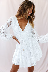 Ever After Keyhole Back Lace Dress White