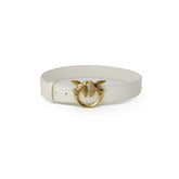 Image 1 : Ceinture femme Pinko en cuir blanc immaculé avec finitions premium — Delvale