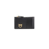 Image 1 : Portefeuille Pinko femme en cuir noir compact avec fermeture éclair — Delvale