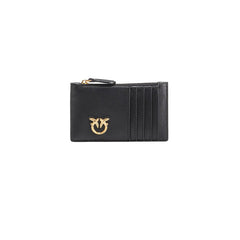 Image 1 : Portefeuille Pinko femme en cuir noir compact avec fermeture éclair — Delvale