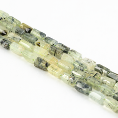 Prehnite Gemstone Pipe Bead, Crystal Healing Tube Beads.