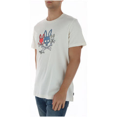 Image 3 : T-shirt Psycho Bunny homme coupe regular fit blanc, signature script brodée sous le motif skulls, look casual — Delvale