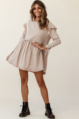 Marion Long Sleeve Shift Dress Mocha