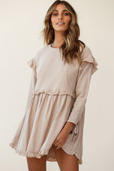 Marion Long Sleeve Shift Dress Mocha