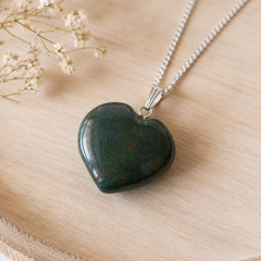 Real Bloodstone Crystal Heart Pendant, Genuine Heart Shaped Necklaces