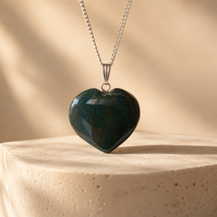 Real Bloodstone Crystal Heart Pendant, Genuine Heart Shaped Necklaces