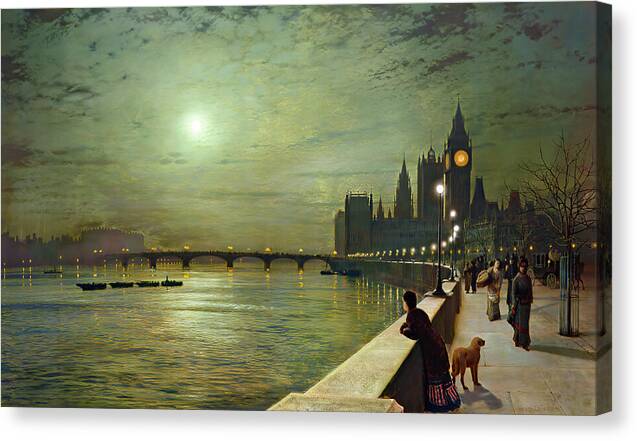 Reflections on the Thames, Westminster - Canvas Print