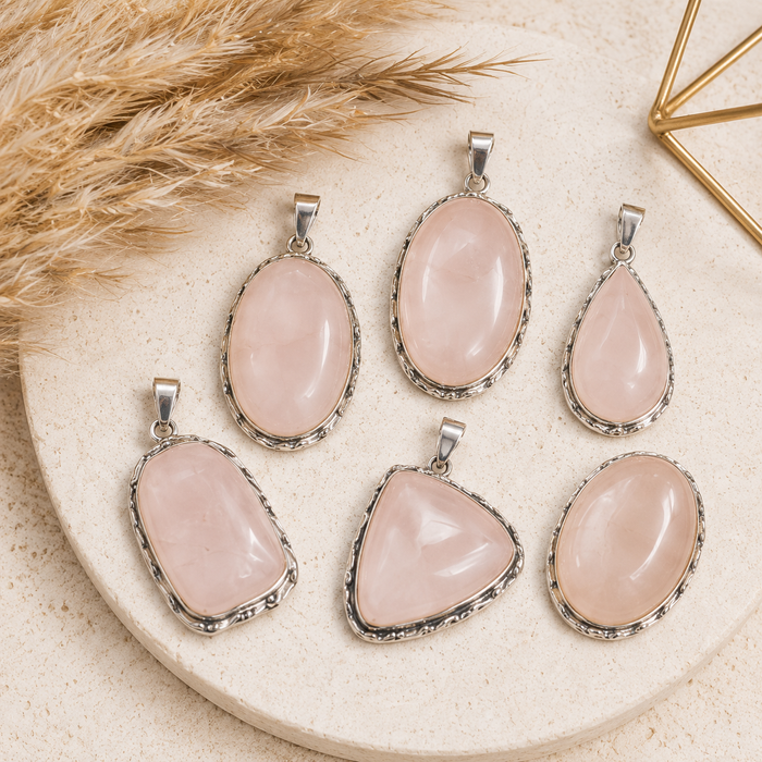 Rose Quartz Pendants – Natural Crystal Pendants Healing Gemstone Pendants