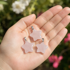 Rose Quartz Star Pendant Necklace – Natural Crystal Gemstone Jewelry